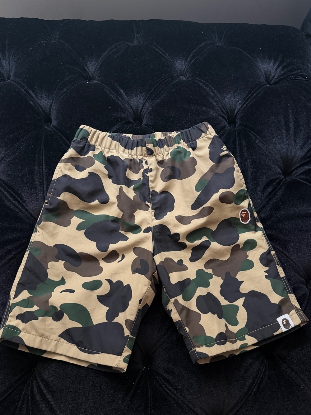 Bape Men's Green/Black/Tan Camo Cargo Shorts